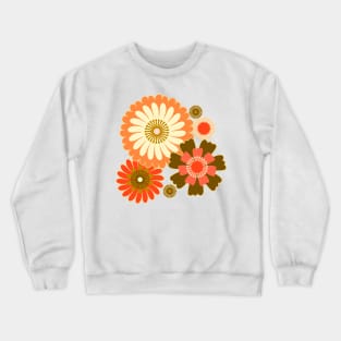 Folk Art Florals in Olive, Cream and Orange - Vintage Vibes Crewneck Sweatshirt